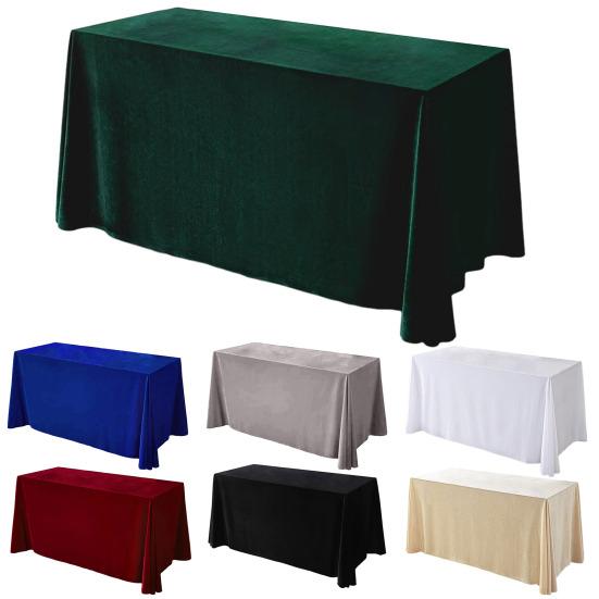 Tablecloth Oblong Shape Pure Color Easy Care Velvet Table Protection Banquets Party