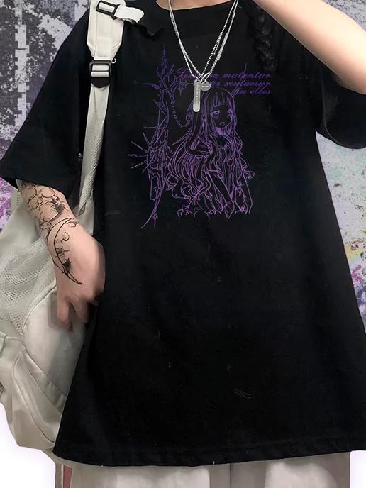 Oversized basic T-shirt – Gothic, Opium, Y2K, Drain style 3XL