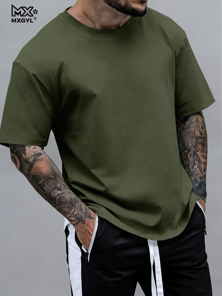 Summer men's casual sports loose plus size whatever letter printed comfortable round neck short sleeved T-shirt