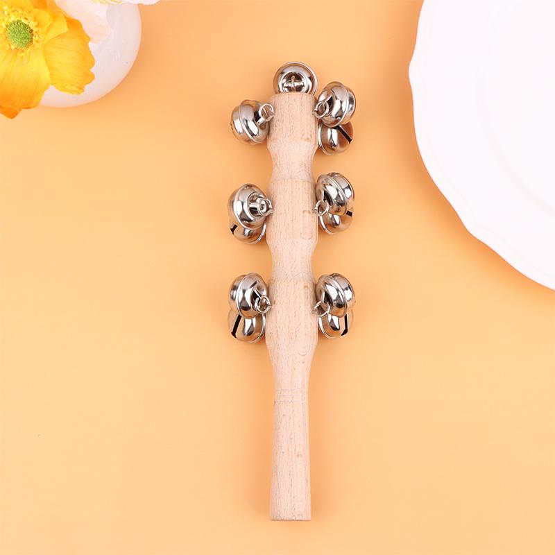 1Pc Wooden Hand Held Bell Jingle Bells Musical Bell Stick Discussion Musical Toy For Adult Ktv Party Kids Game Gift