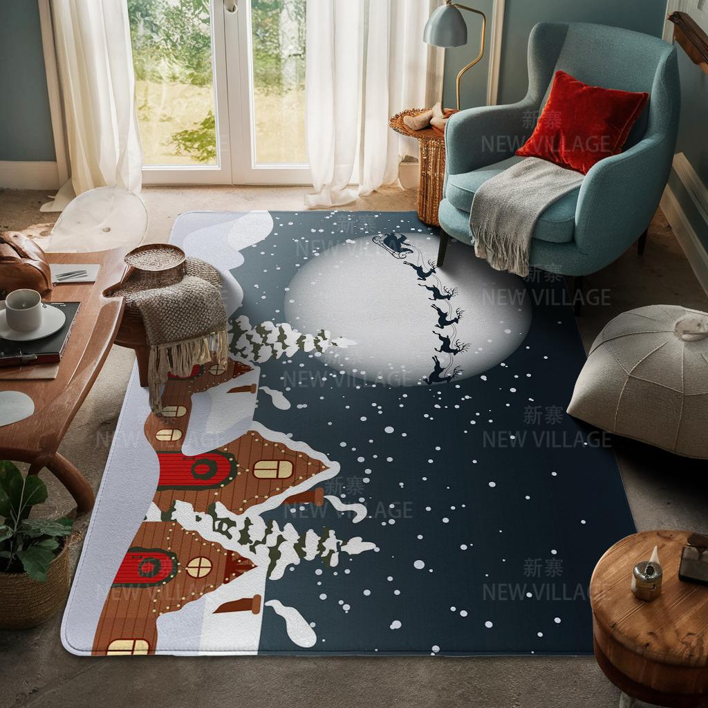 House Entrance Carpet Home Door Mat Living Room Bath Foot Bathroom Non-slip Water Absorption Rugs Bath Merry Christmas Winter