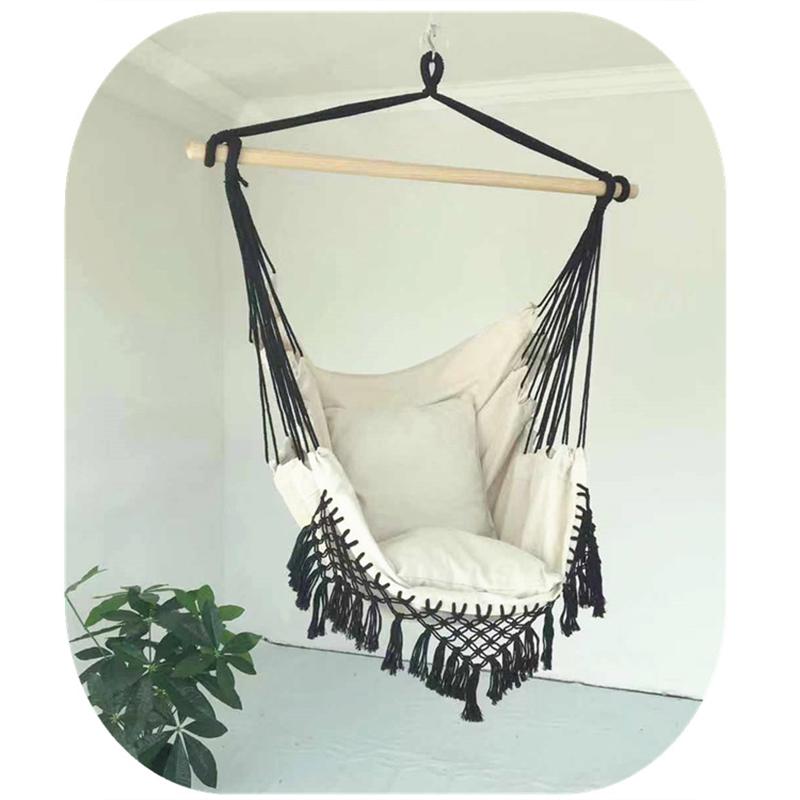 Indoor/Outdoor Garden  Bohemia Style Home Hanging Hammock Chair Dormitory Balcony Swing Hanging Chair with Wooden Stand New