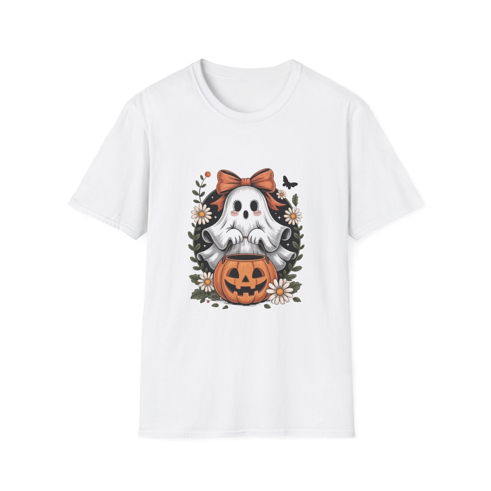 Halloween Ghost Unisex T-Shirt, Softstyle Tee, Cute Halloween Tee, Spooky S разноцветный