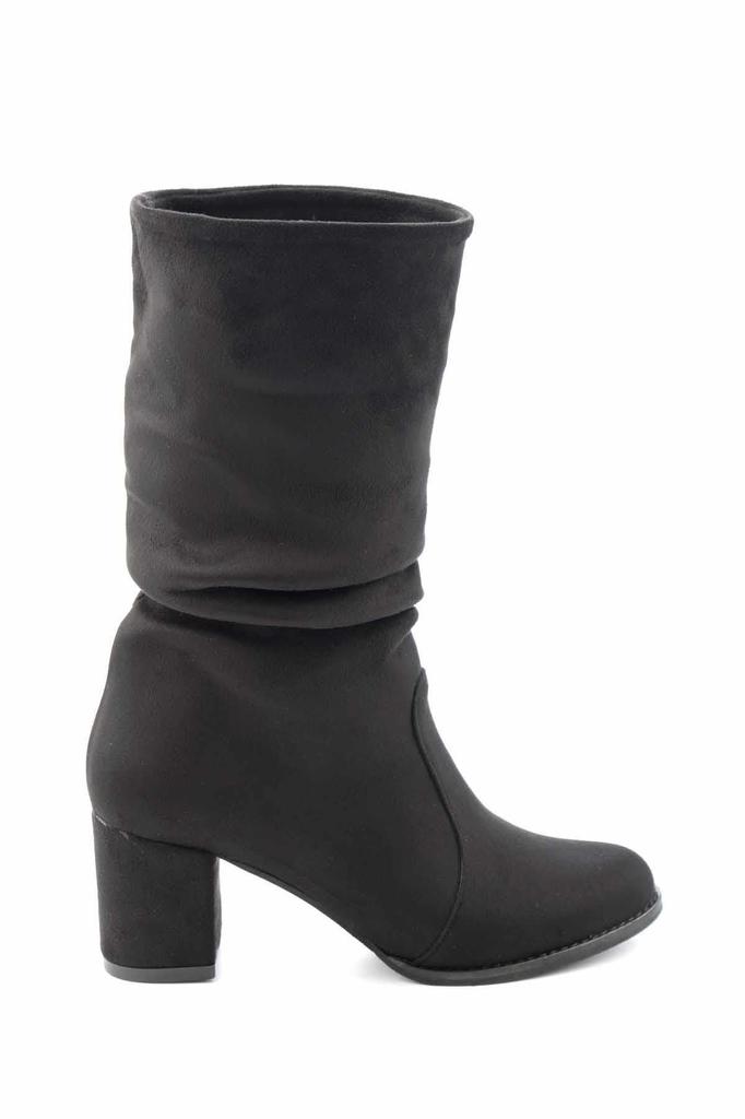 Moderne, stilvolle Modestiefel für Damen, Stiefel aus Kunstleder, Wildleder, schwarze Wildlederstiefel