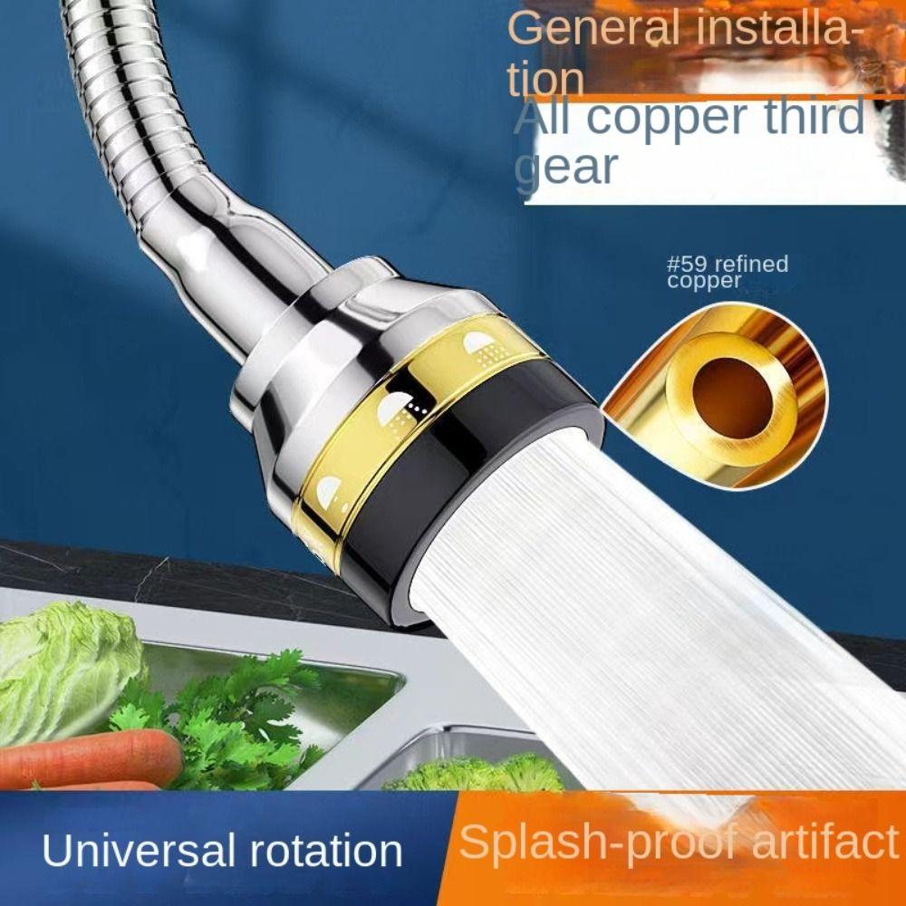 Adjustable Faucet 3 Flow Mode High Pressure Anti-Splash Sprayer Head Kitchen