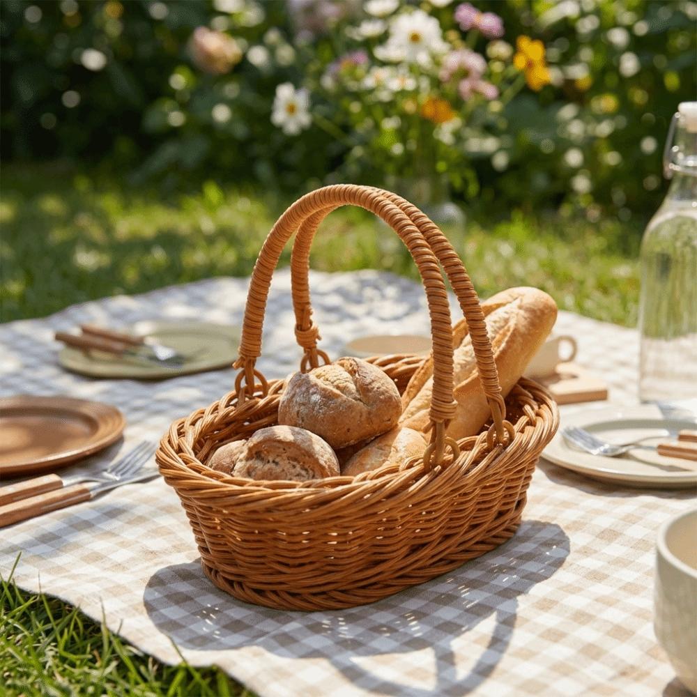 Einfacher Aufbewahrungskorb aus Imitationsrattan Haushalts-Tablett aus Kunstweide Obstaufbewahrungskörbe Hotelnutzung