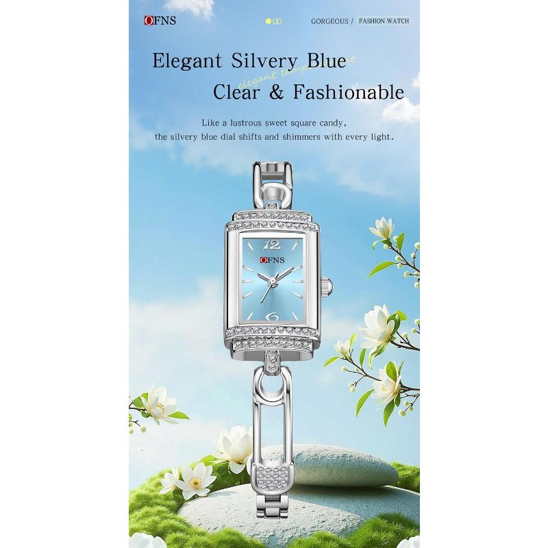 Fashion Luxury Square Dial Women Quartz Watch Elegant Alloy Strap Waterproof Wristwatch Reloj Mujer Girls Clock Gift