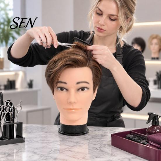 Cosmetology Practice Head Bald Mannequin Head, Male/Female Hair Model, Professional Large Circumference Model for Wig Making, Hat Glasses Display,