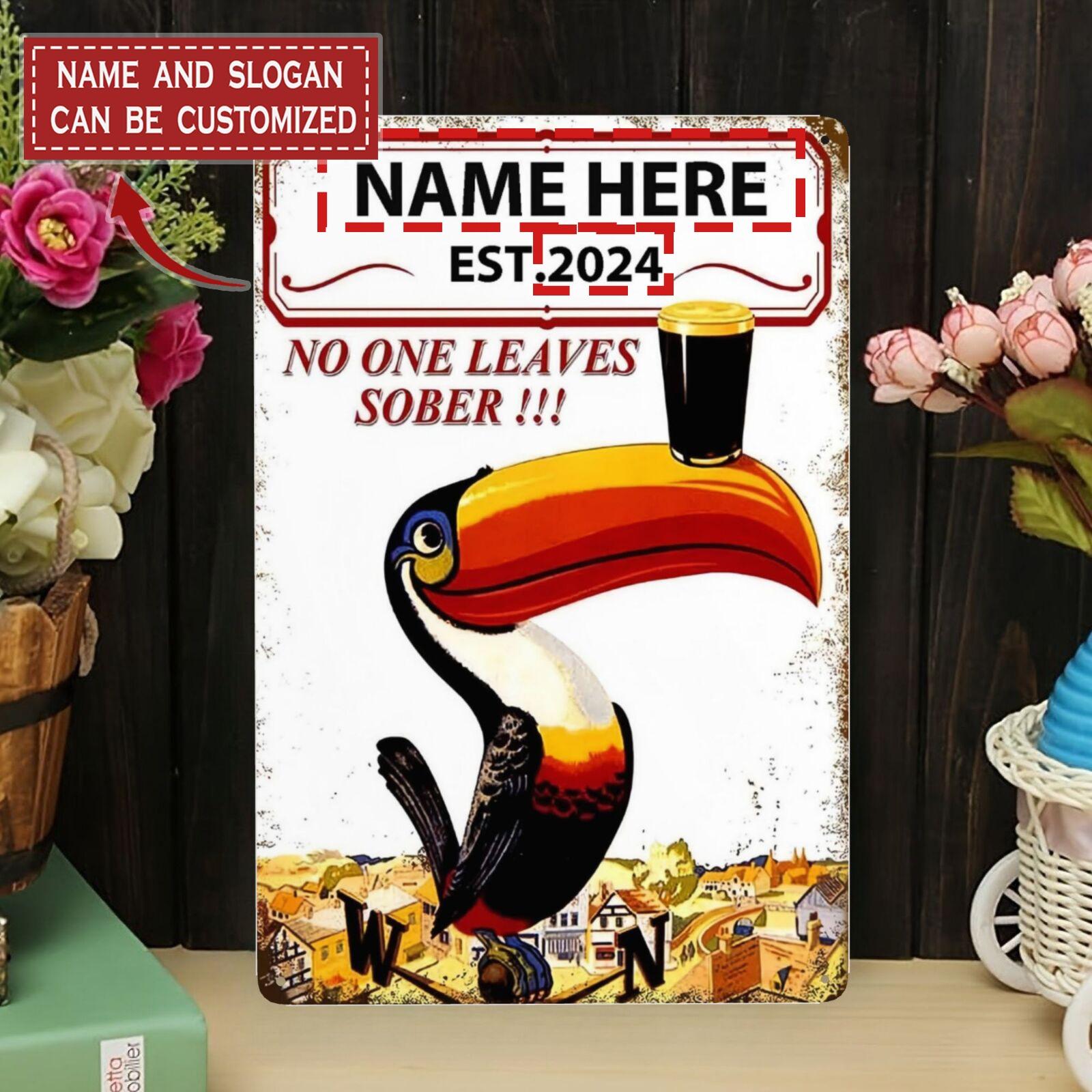 D Flat pc Custom Tropical Metal SignPersonalized Toucan Alu xcm Tiki Bar Indoor Room Decor (For Decoration Only) 20x30cm(7.8x11.8inch)