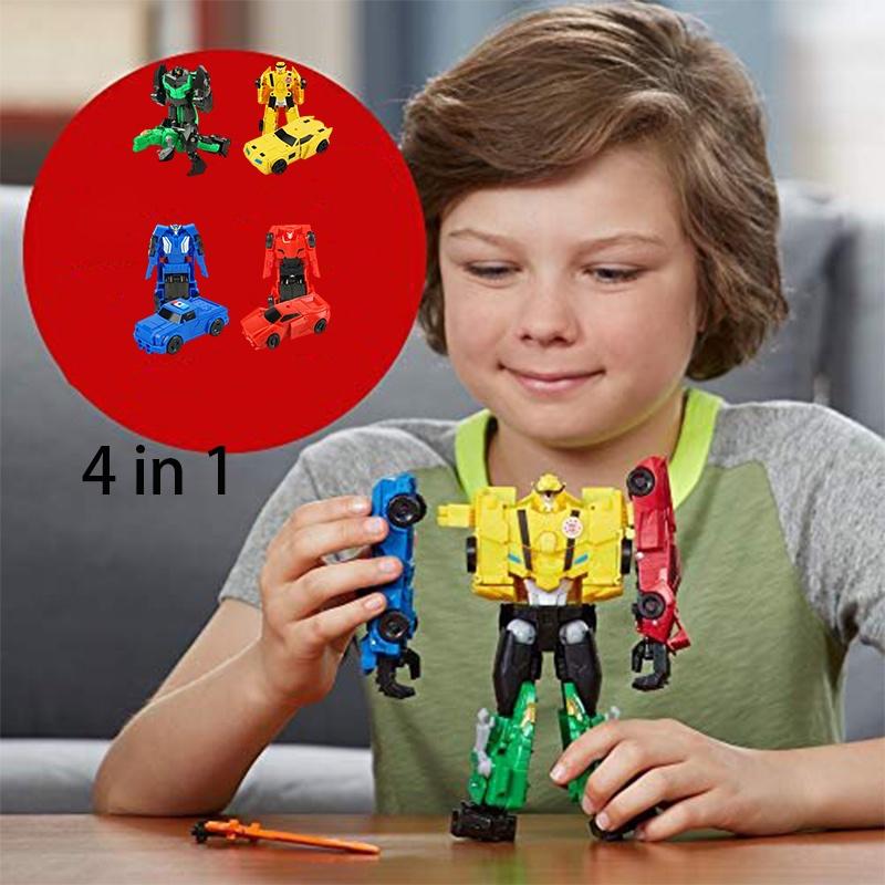 Four-in-one Transforming Toy Set Robot Car Dinosaur And Vehicle Plastic Material