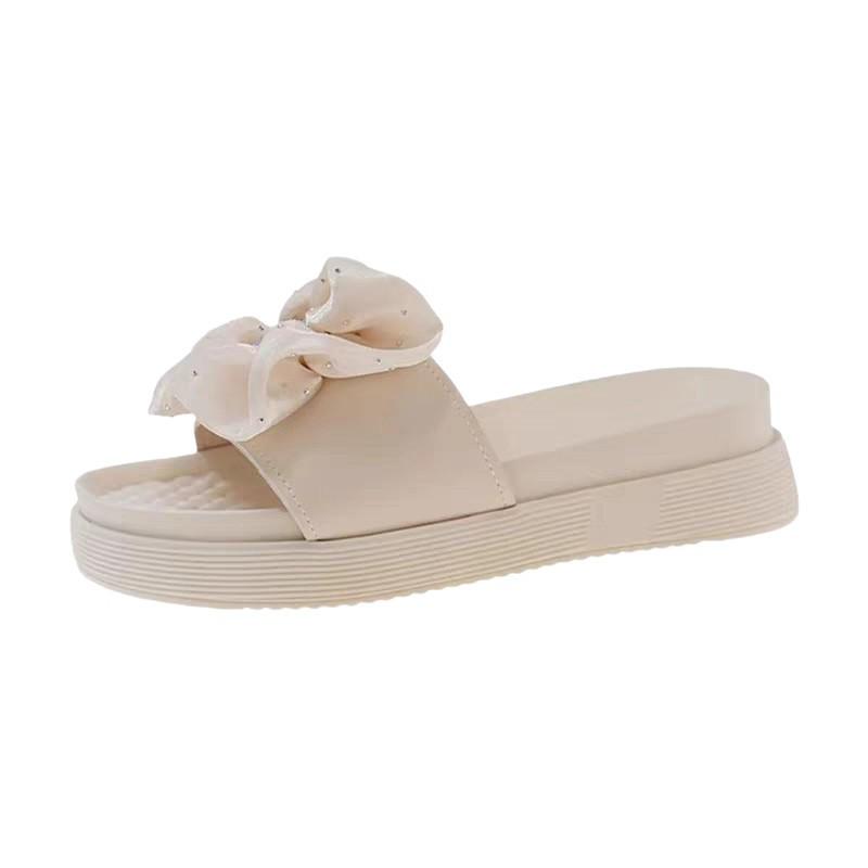 Women's Outer Slippers 2025 Summer New Bow Sandals Soft Thick Bottom Versatile Lazy Non-slip Beach One-word