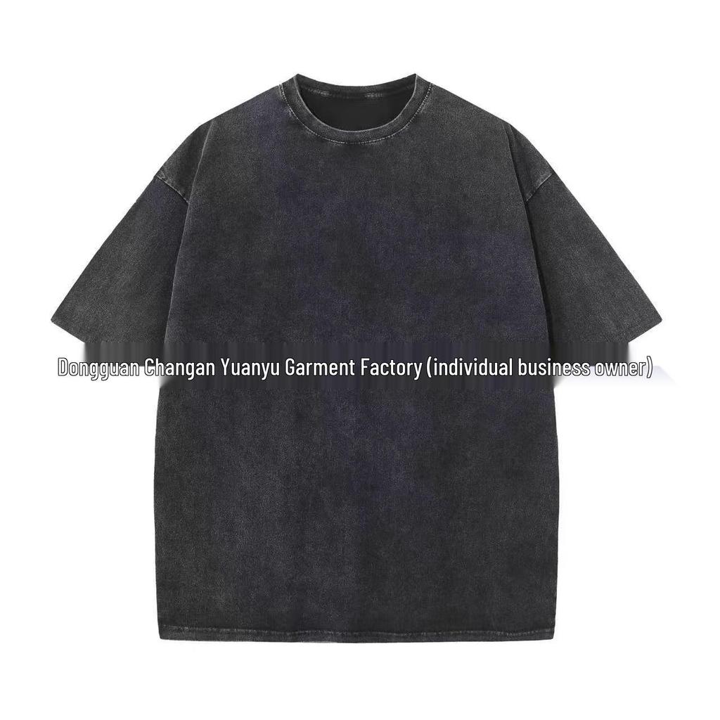 T-shirt unisex retrò in stile americano distressed in cotone pesante