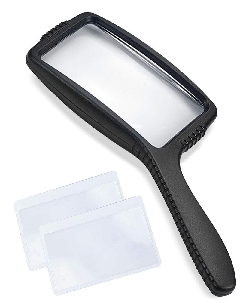 MAGDEPO 3x Rectangular Handheld Magnifying Scratch and Impact 110mm Reading Magnifier with Large Horizontal Field of View Acrylic Suitable for and