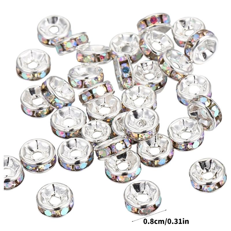 8mm Rhinestones Spacer Beads Rondelle Loose Beads Crystal Bead Spacer for Bracelets and Necklaces In Jewelry Crafts