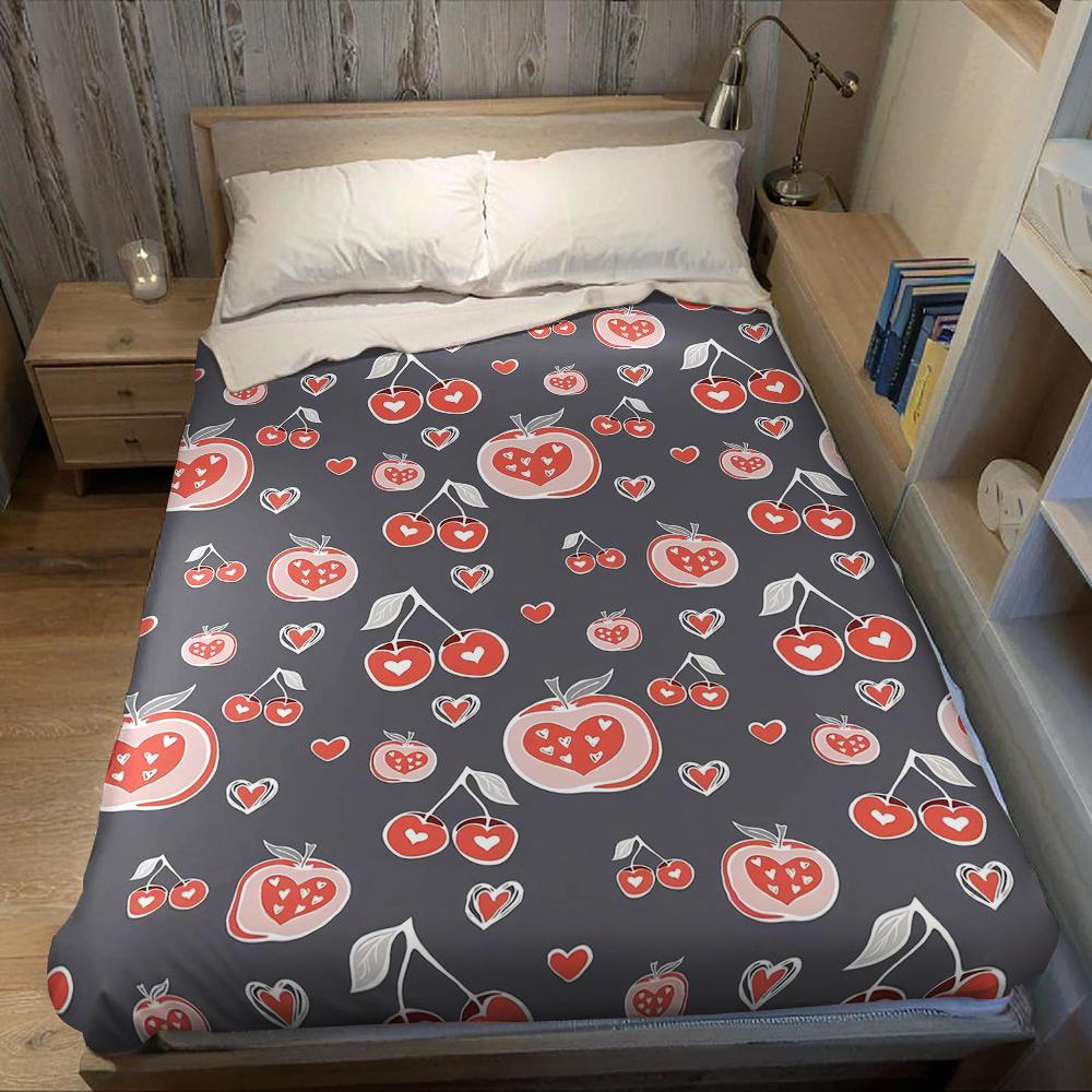 Cherry Heart Orchard Flannel Blanket Warm Soft Halloween Christmas Couch Warm Cozy Decorative Decor Gift for All Season