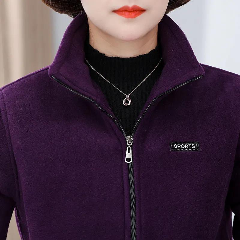 Winter Plus Velvet Thickened Warm Jacket, Age-reducing Women's New Polar Fleece Top, Loose and Thin Fleece