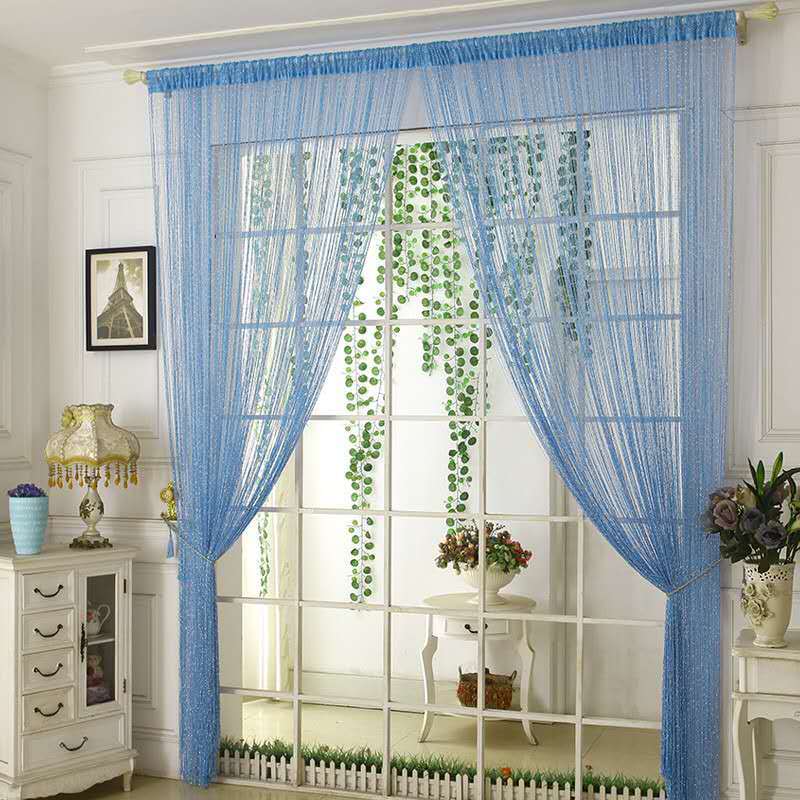 Cheaper Shiny Tassel Silver Line String Curtain 100x200cm Fashion Valance For Living Room Divider Wedding hotel Home Decoration