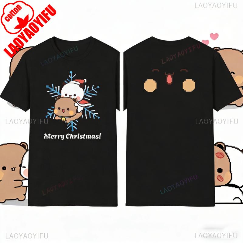Kawaii Bubu Dudu Unisex High Quality Christmas Funny Lovely Graphic TShirt Holiday Gift for Couples Crewneck Shortsleev Women