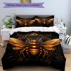 3pcs Golden Bee Emblem Bedding Set - 1 Duvet Cover + 2 Pillowcases(Core Not Included), Machine Washable Polyester, All-Season Comfort, Bedro