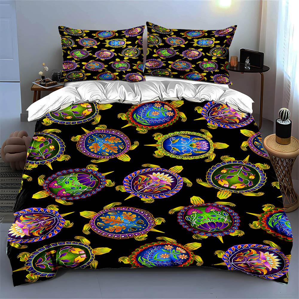 Bright Turtle Motifs. Bedding Duvet Cover Sets Duvet Covers Pillowcases Gifts (1 * Duvet Cover 2 * Pillowcases, Without Duvet Insert)