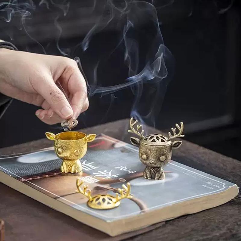 Incense Burner Auspicious Cloud Incense Burner Home Indoor Aromatherapy Ornament Creative Reindeer Incense Burner Alloy 7