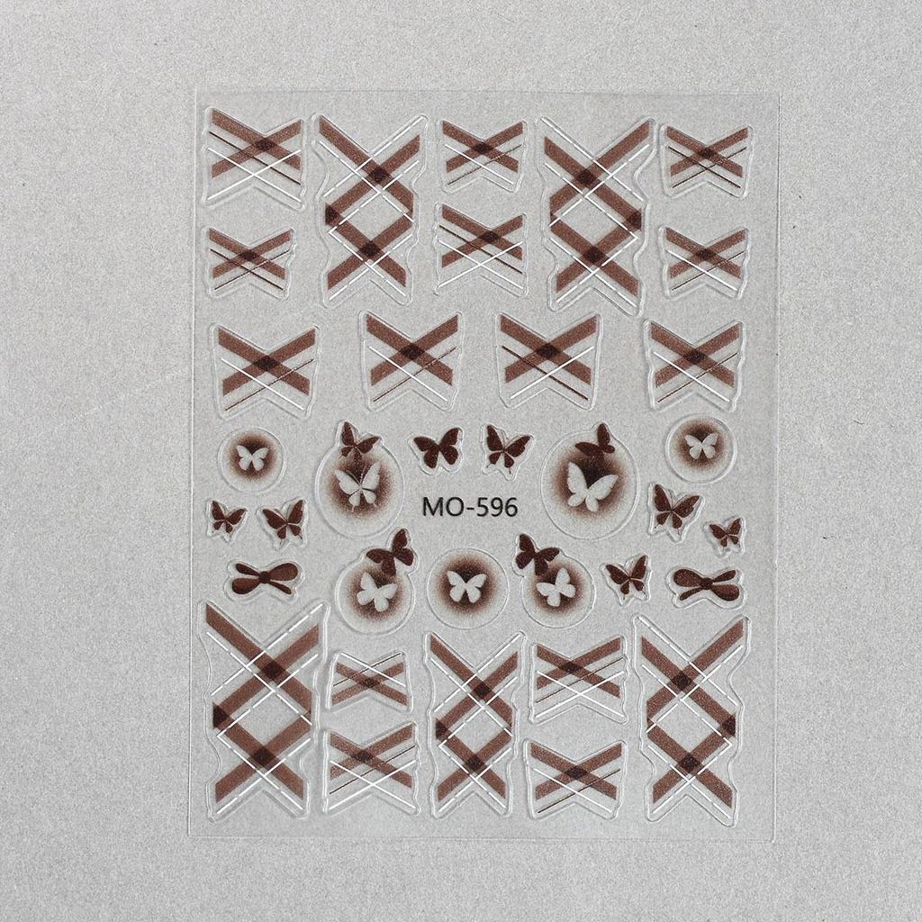 Celebrity Sweetheart Plaid Nail Stickers: Red, Pink, Black Bow for a Luxurious Feel