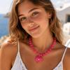 Vnox Women Resin Heart Pendant Beaded Necklace, Adjustable Gold Chain Candy Color Choker Boho Holiday Summer Beach Jewelry Gift