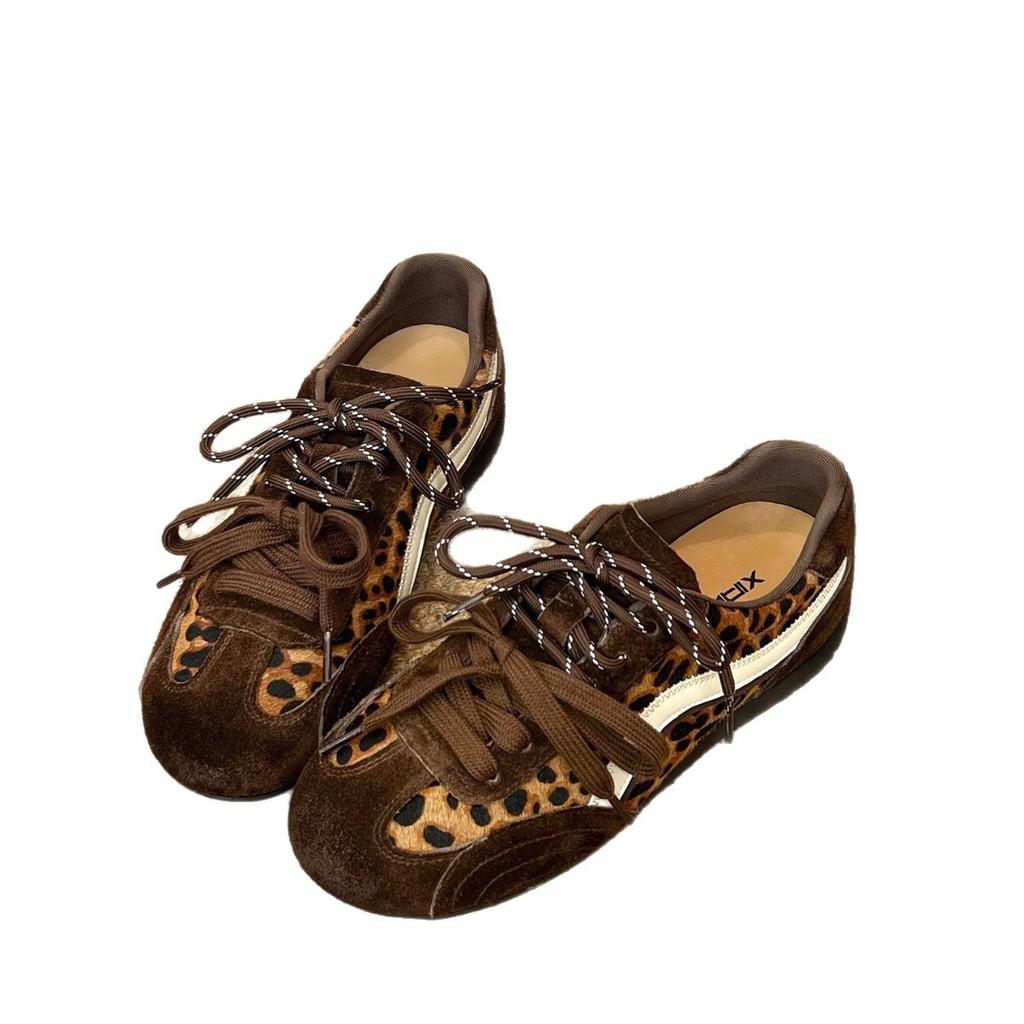 The Inner Height Is Increased by 4cm~ Leopard Print Versatile Retro Forrest Gump Training Shoes Women's Autumn and Winter 2025 New Sports Shoes Ra