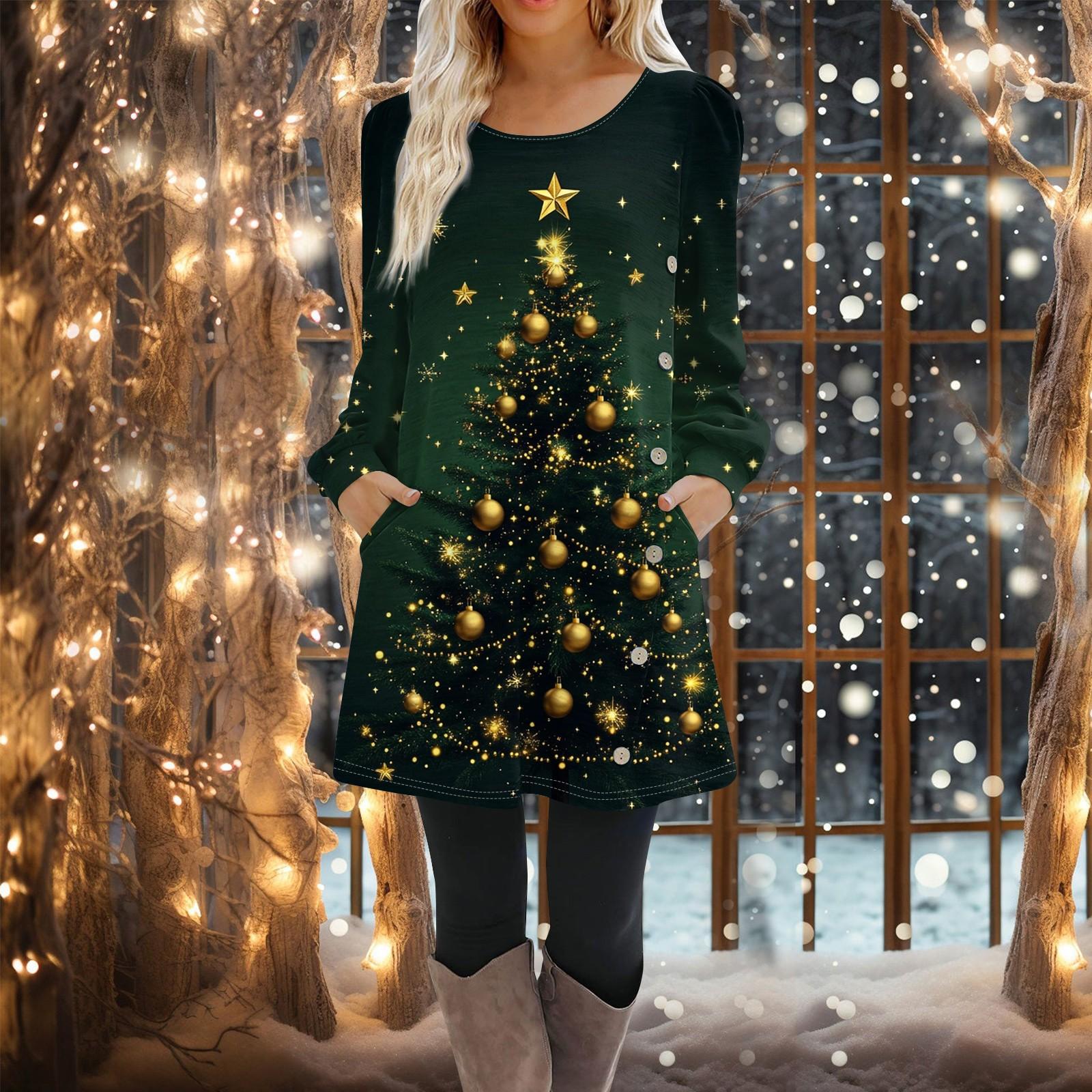 

Женское платье-трапеция с длинным рукавом, повседневное платье-пуловер свободного кроя на пуговицах с карманами XXL