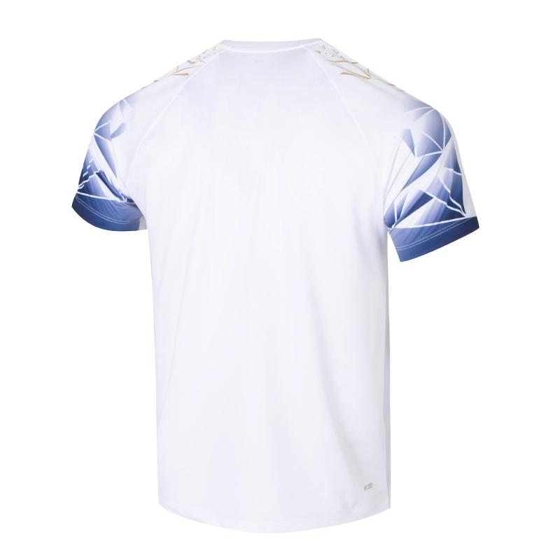 Li Ning International Team Competition Series Sports Leisure Minimalist Color Block Short Sleeve Badminton Shirt Unisex Tops White AAYV021-2