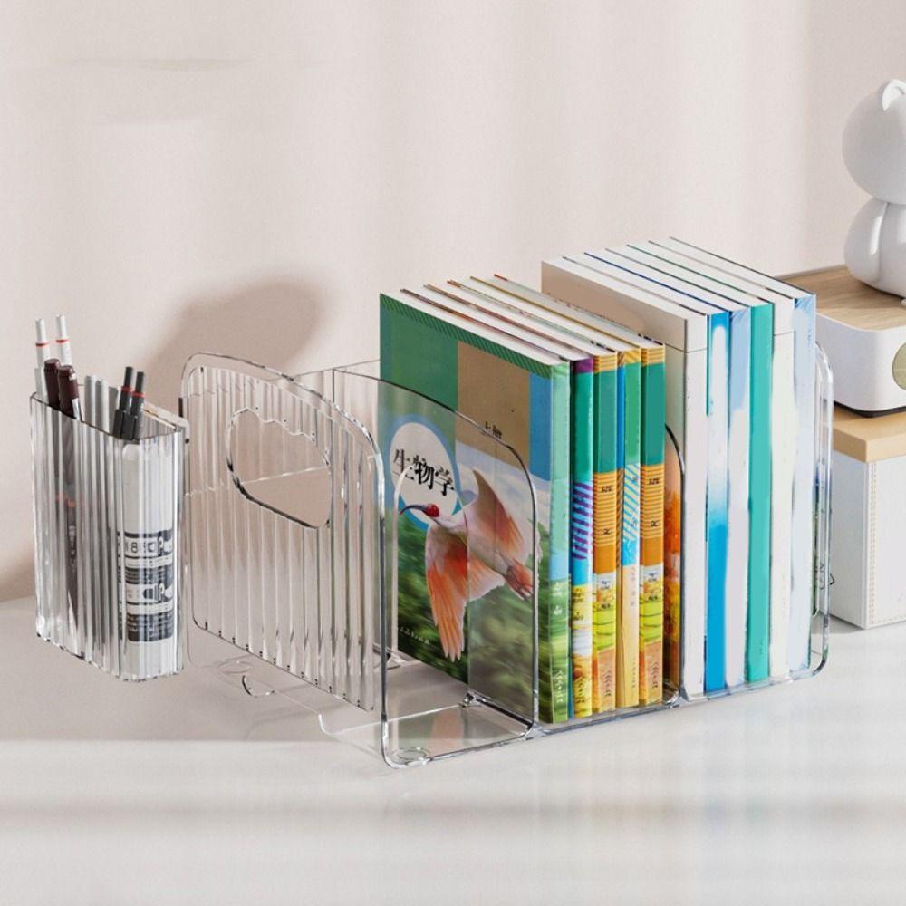 Simple Divided Book Stand Thickened Clear Bookshelf Multi-function Acrylic Book Stand  for Home