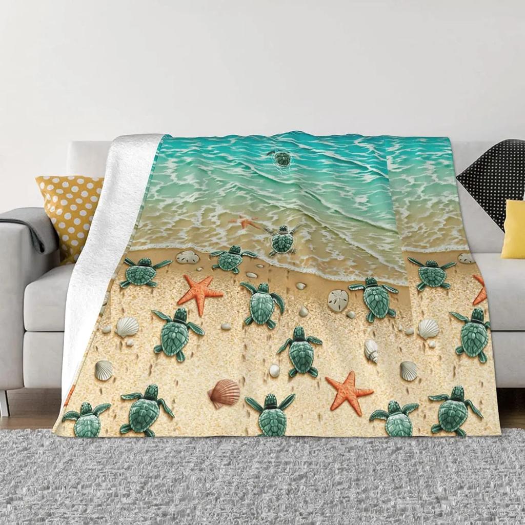 Seestern Strand Meer Flanell Überwurfdecke Meerestiere Decke King Queen Größe für Bett Sofa Couch Leicht Warm Super Weich