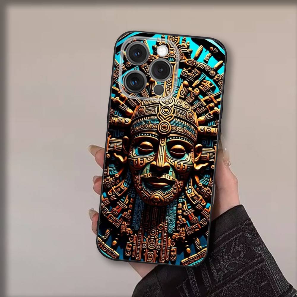 Mayan Calendar Statue Phone Case For iPhone 17,16,15,14,13,12,11,Pro,Max,Plus,Air,X,XS,XR,SE,8,7,Mini,Soft Black Funda