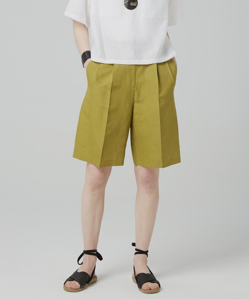 Lalmodeu Linen Bermuda Shorts_Olive Green