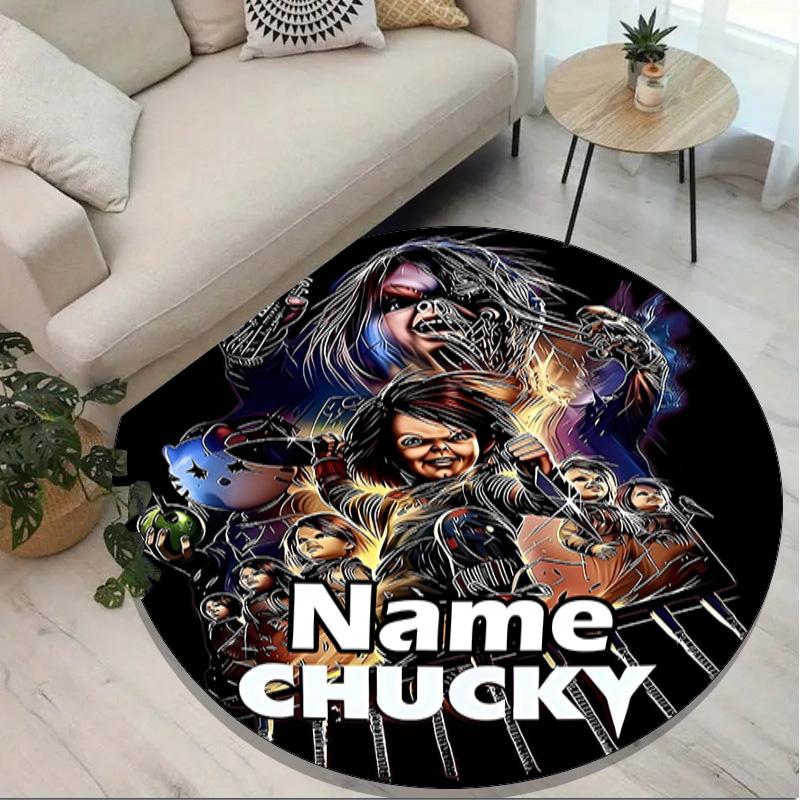 Custom Name Personalized Bride of Chucky Print Round Rug, Versatile Home Decor Carpet, for Playroom, Apartment, Balcony, Entryway, Hallway Gift