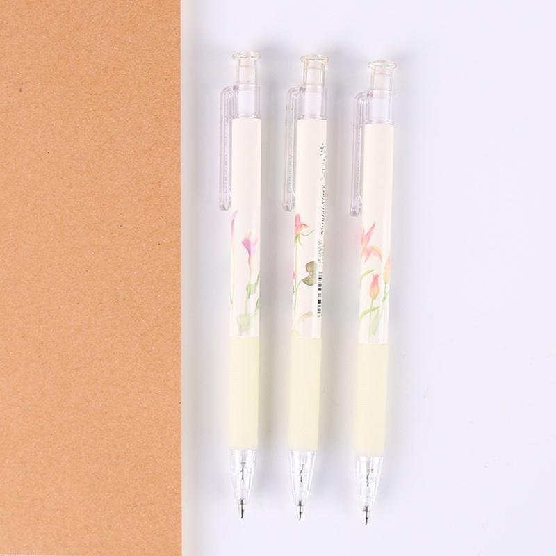 3Pcs Plastic 0.5mm Mechanical Pencil Beautiful Flower Automatic Pen for Children Stationery