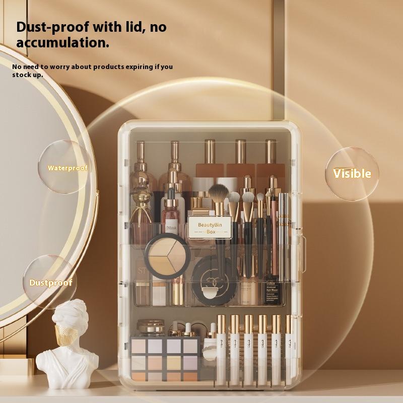 Desktop Cosmetics Storage Box Premium Large Capacity Cotton Foldable Dust Dresser Skin Care Product Shelf