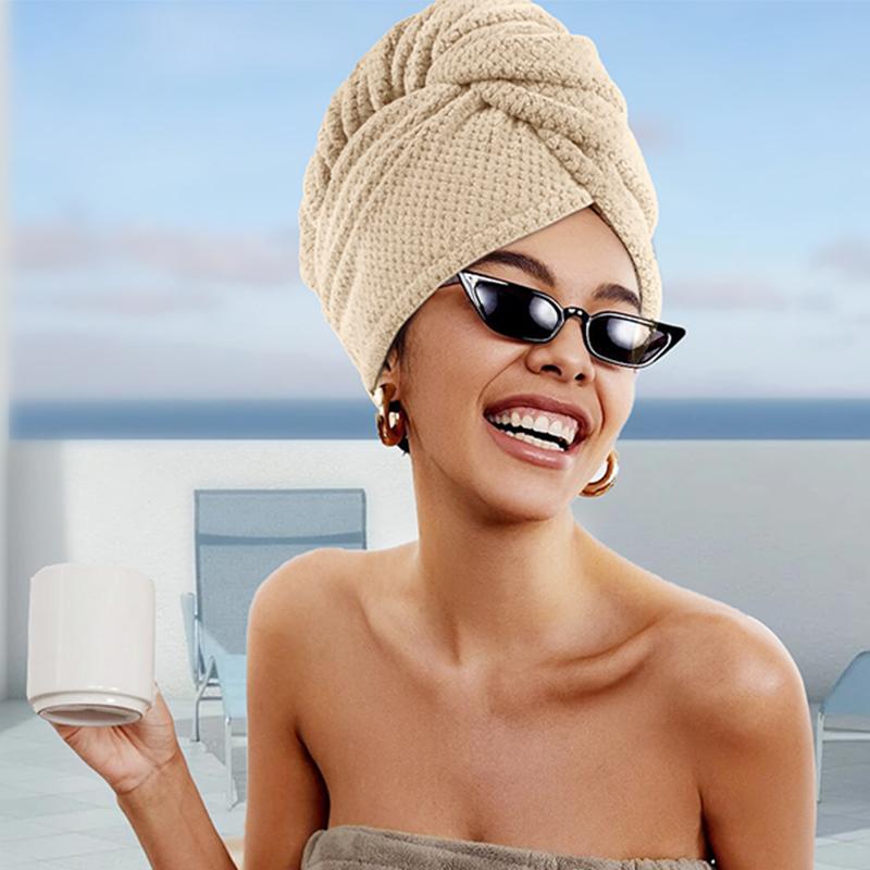 5 Pcs Absorbent Hair Towel Wraps for Curly/Long/Thick Hair, Quick-Dry Microfiber with Secure Strap - 5 Colors