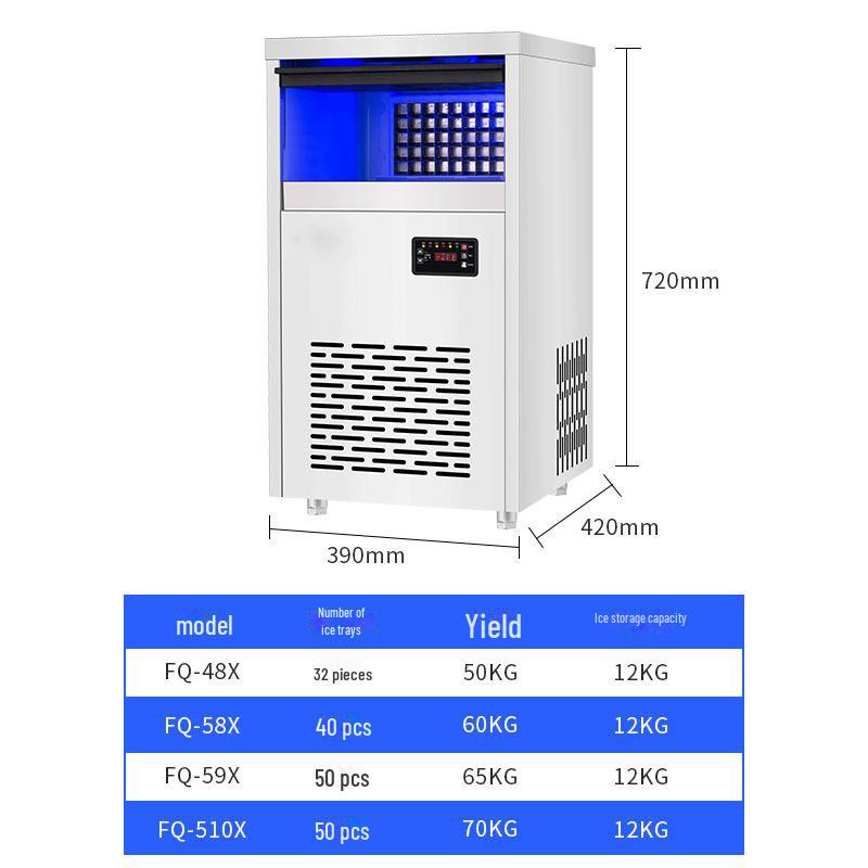 Commercial Ice Cube Maker for Milk Tea Shops - Fully Automatic, Large Capacity, Square Cubes