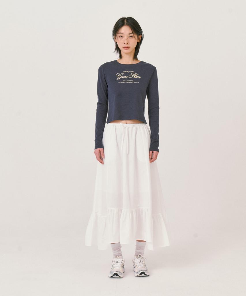 GRASPLAN Shirring Long Skirt_White