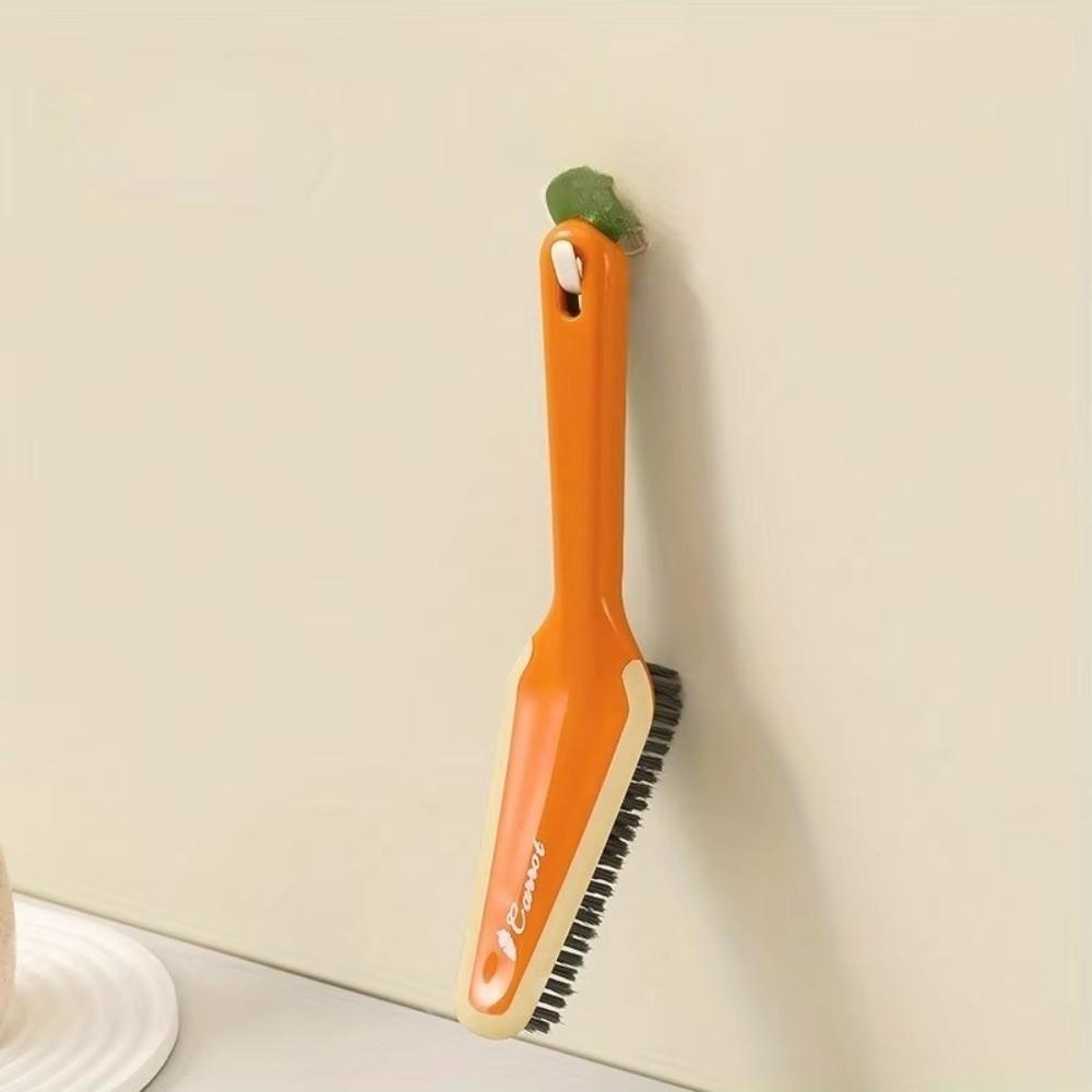 

4-in-1 Bathroom Cleaner Brush Carrot-shaped Stiff Bristle Floor Cleaning Brush Rubber Scraper Plastic Crevice Brush Tool оранжевый