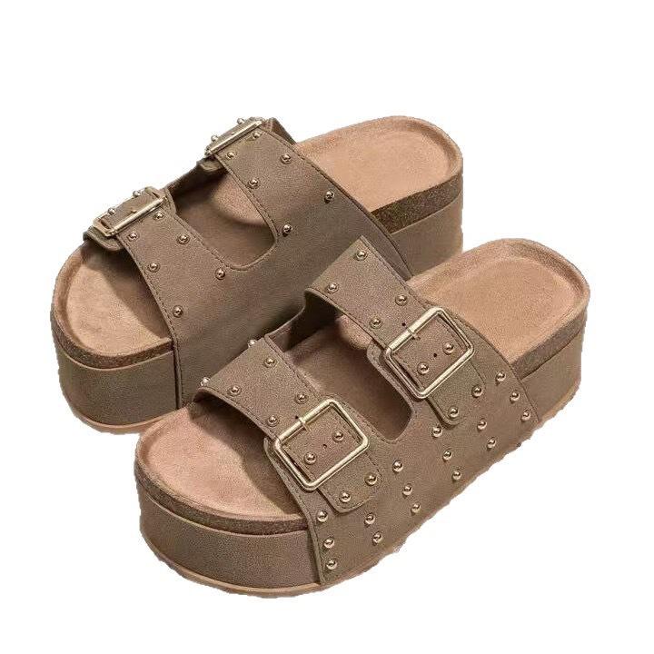European and American foreign trade Roman shoes 2025 new heightened platform belt buckle fashionable cork retro sandals drag