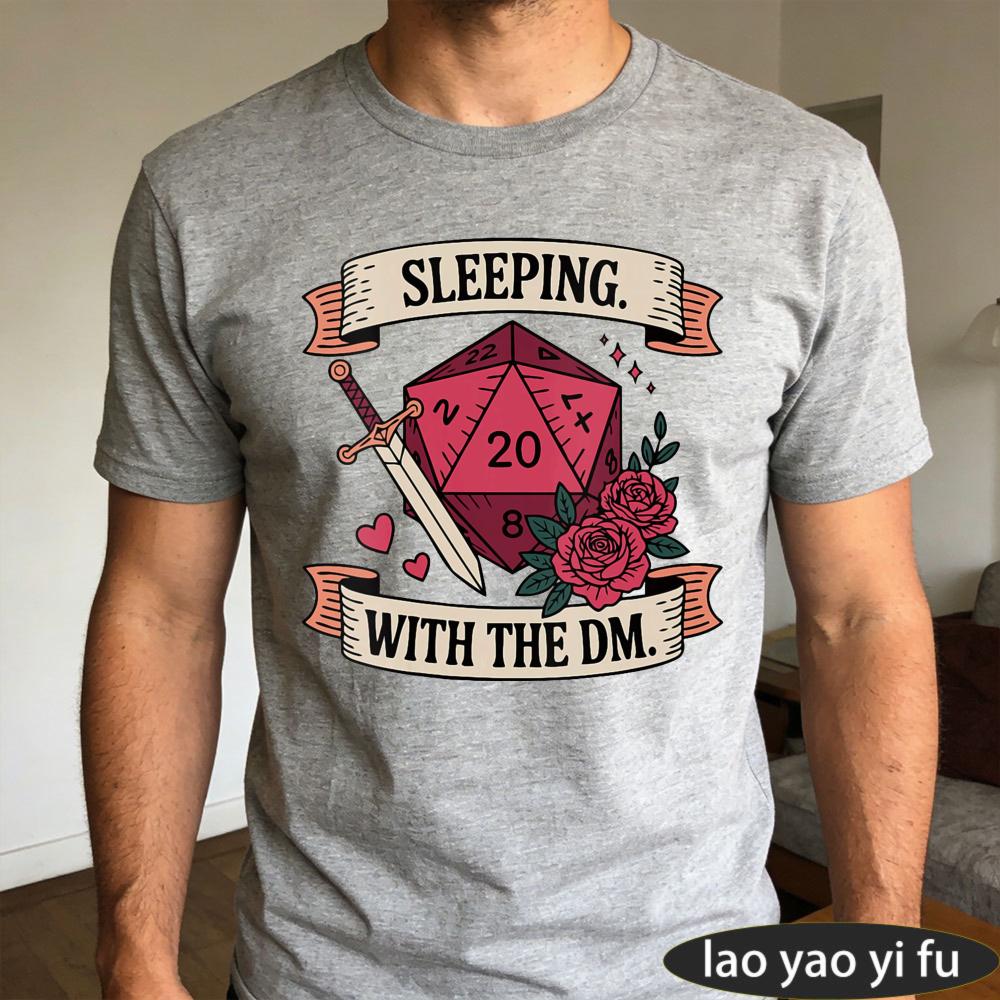 Sleeping With The Dm Floral Sword Art Print Tshirt Unisexs Funny Dd Gaming Short Sleeve Dungeons Dragons Theme Series Top