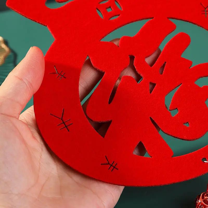 6pcs Happiness Tassels Ornaments Hanging Spring Festival Vintage Red Design Chinese Character Car Decoration Home Popular 2024