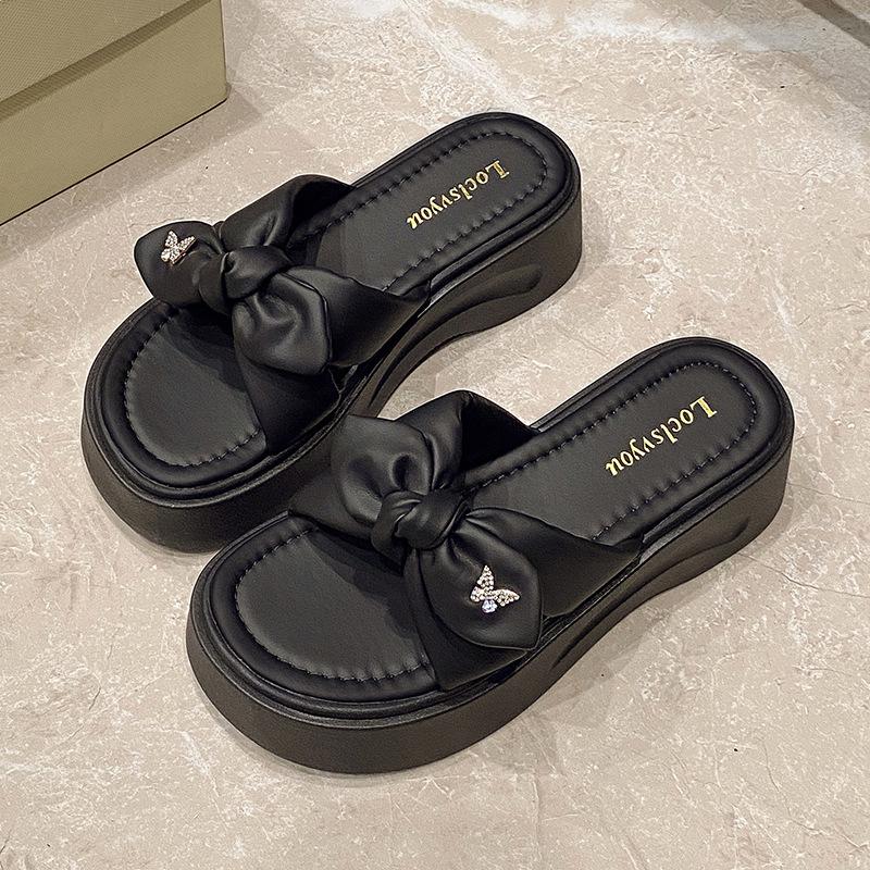 

Platform slippers women s new summer outer wear with skirts are beautiful, heightening sandals beach shoes women 40 чёрный
