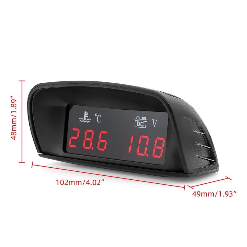 12V 24V Combination Table Digital Water Temperature Gauge + Volt Meter With 10mm Water Temperature Sensor 2 In 1 Car LCD Display