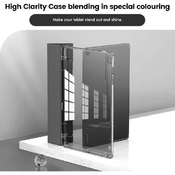 Genomskinligt Kristalldatorfodral Med Pennfack För Samsung Galaxy Tab A11+ S9 S10 FE Lite 11'' A9 Plus A8 S7/S8 S11 Ultra PU-läder Flip Magnetiskt Stöd