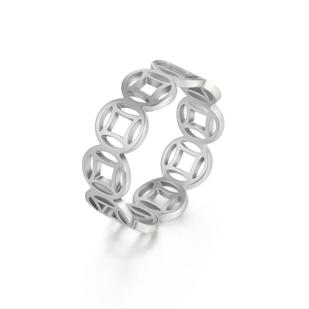 Lucky Coin Rings for Women Men Stainless Steel Wedding Party Couple Ring Jewelry Gift for Lover Cheap