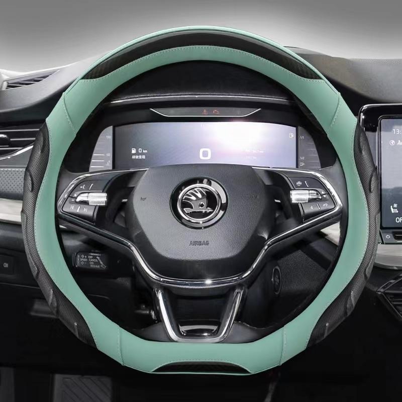 Coprivolante Auto a Forma di D in Pelle Fibra di Carbonio per Skoda Octavia Fabia Kamiq Rapid Accessori Auto