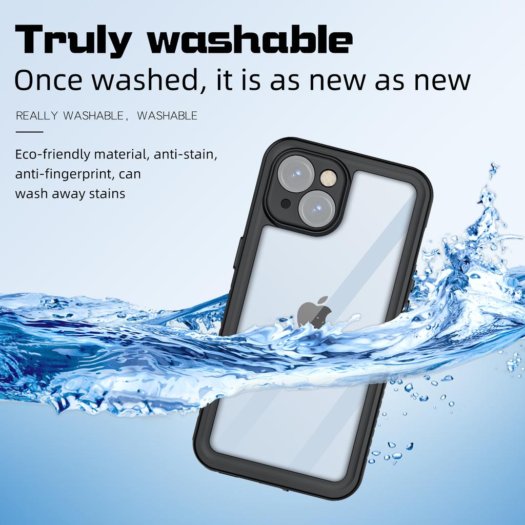 REDPEPPER FS Series for iPhone 15 Full Body Sandproof Case Clear Back Panel IP68 Waterproof Phone Cover